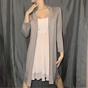 Joan Vass gray size small long soft lightweight sweater cardigan